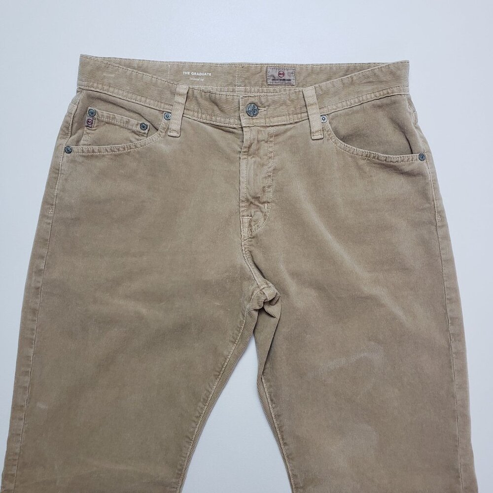 AG Adriano Goldschmied The Graduate Tailored Leg Corduroy Trouser Mens 32x34 Tan - Picture 12 of 16